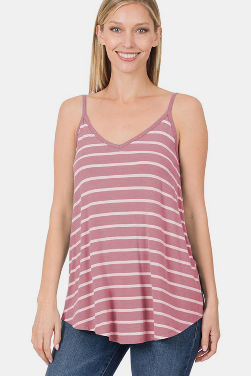 Women's Zenana Striped Curved Hem Cami