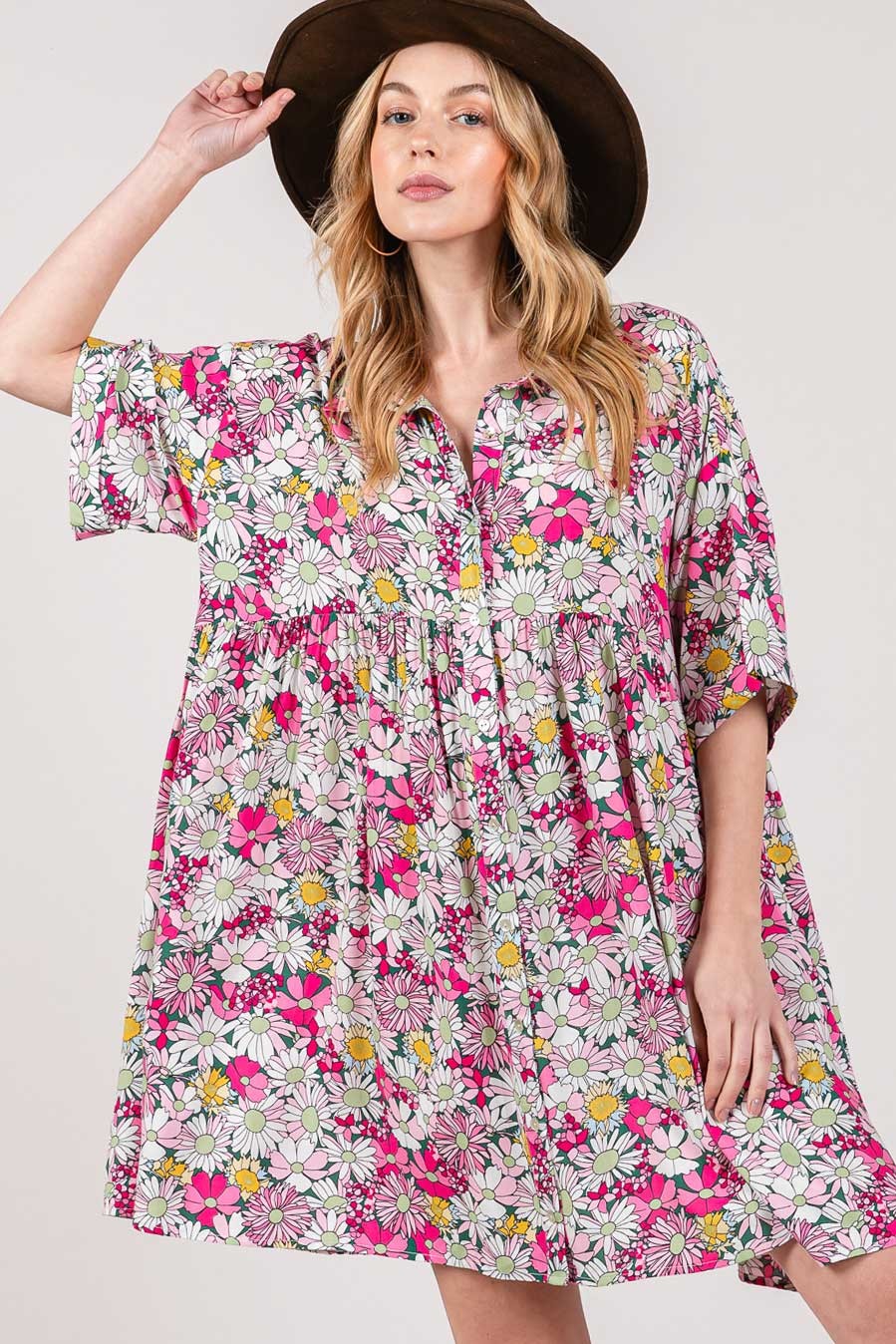 Women's SAGE + FIG Floral Button Down Mini Shirt Dress