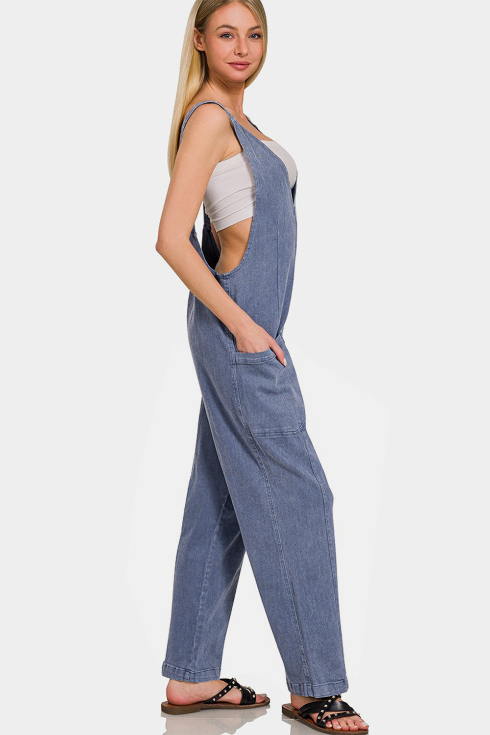 Women's Zenana Pocketed Wide Strap Jumpsuit