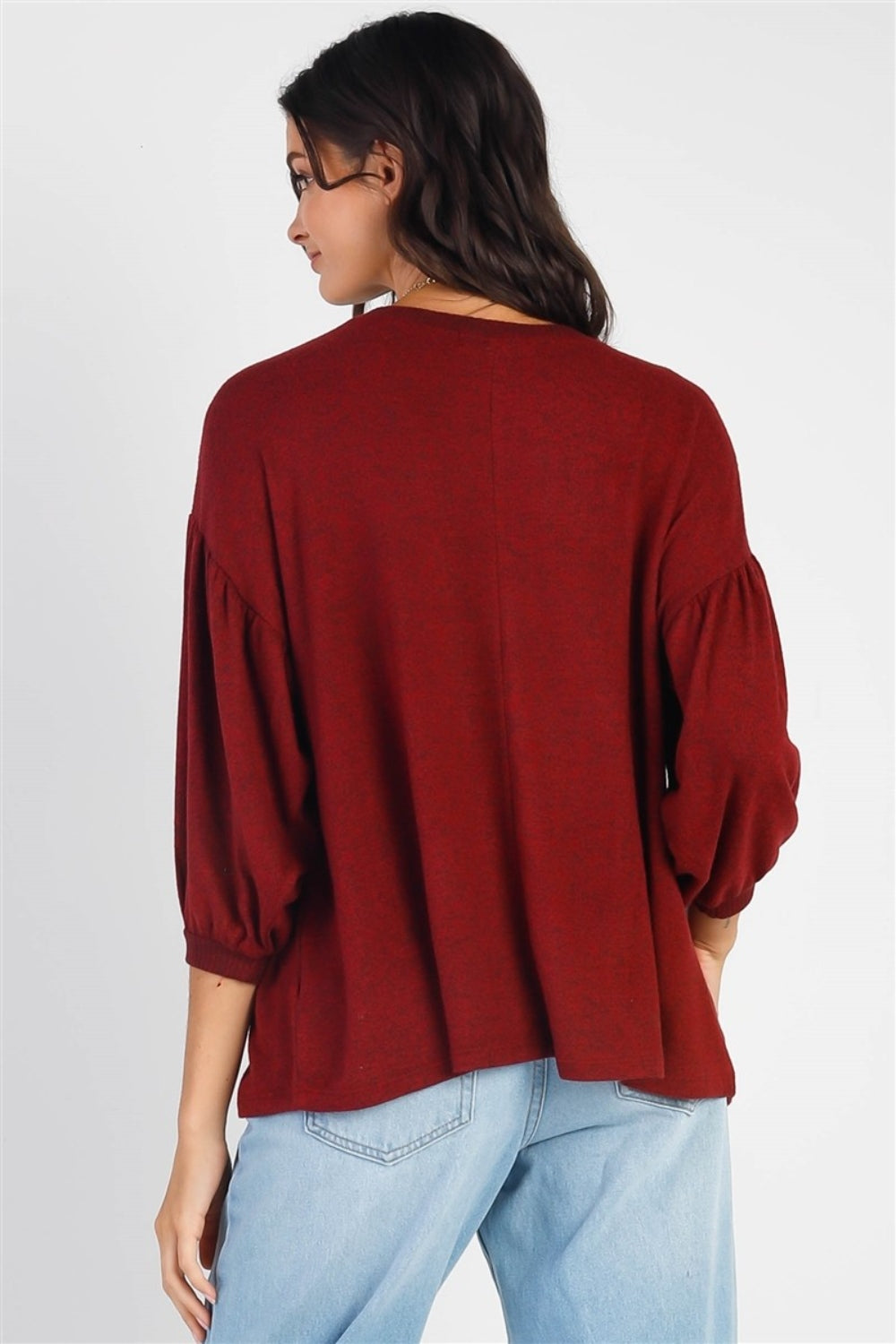 Women's Cherish Apparel Drop Shoulder Puff Sleeve Top