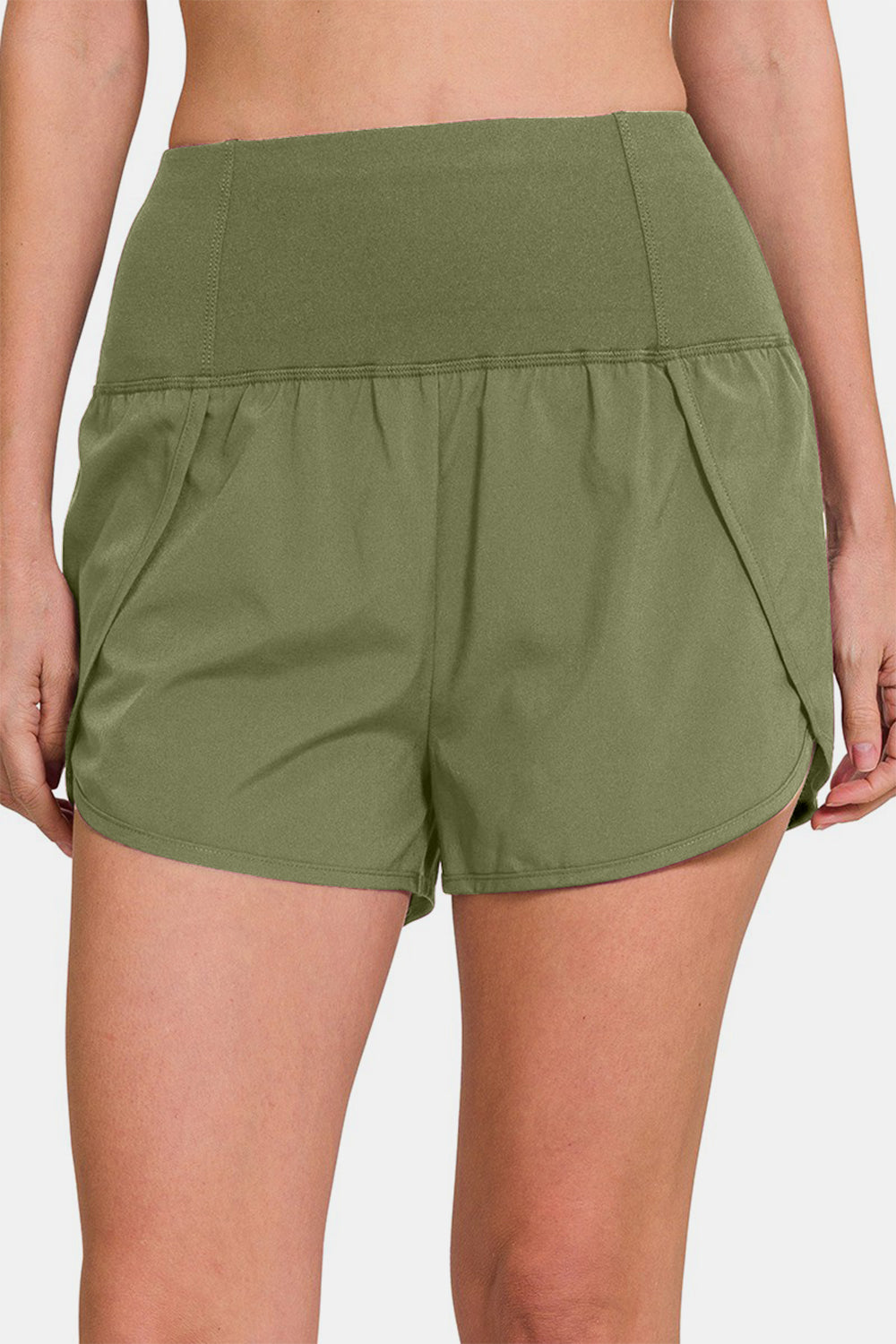 Women's Zenana High-Waisted Zippered Back Pocket Active Shorts