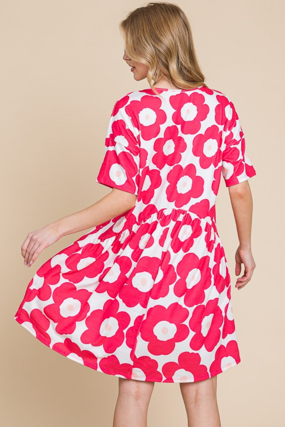 Women's BOMBOM Flower Print Ruched Dress