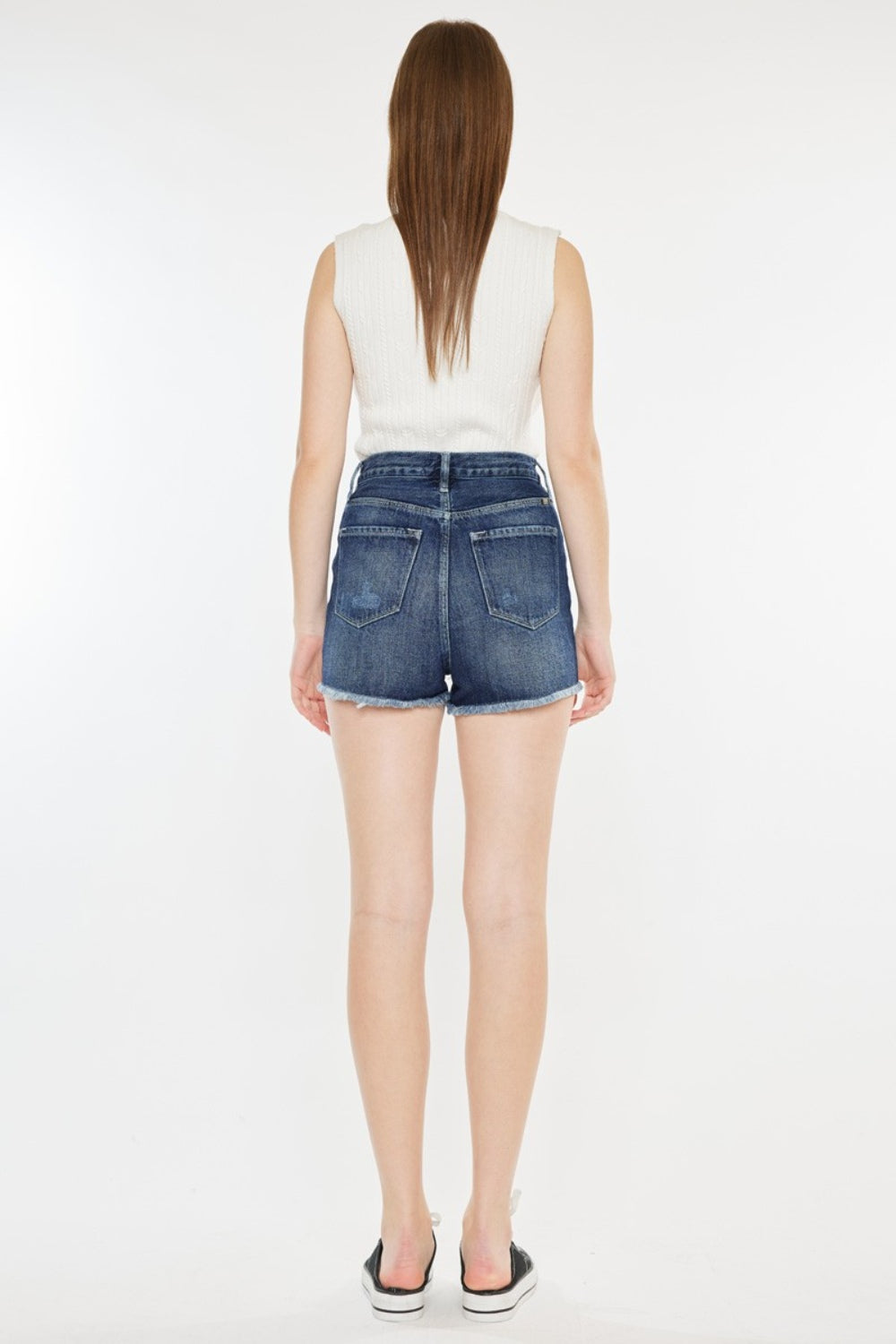 Women's Kancan Raw Hem Button Fly Denim Shorts