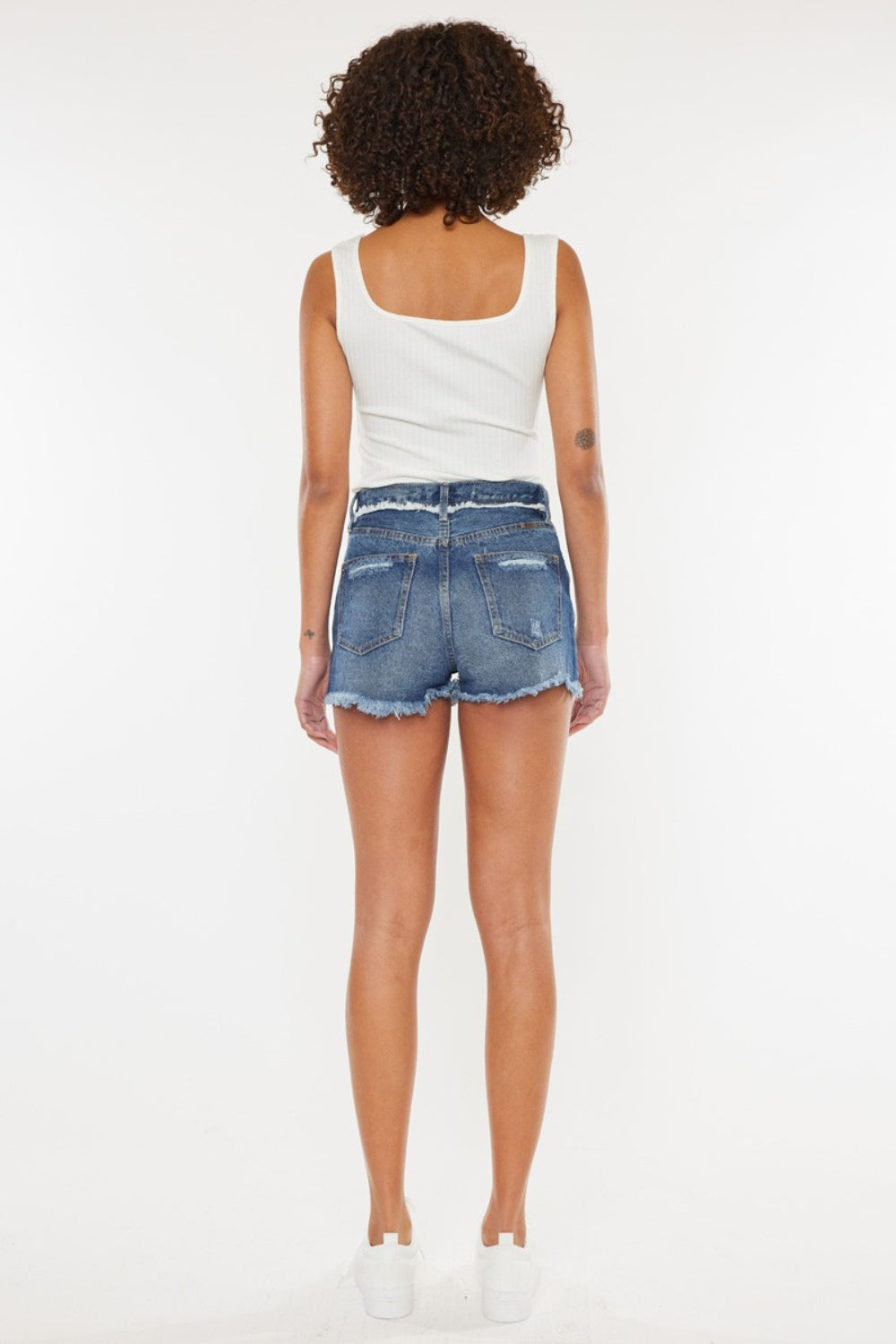 Women's Kancan Distressed Button Fly Denim Shorts