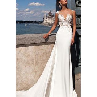 Ketty More Women Sheered Neck Lace Design Wedding Dress-KMWDC13496