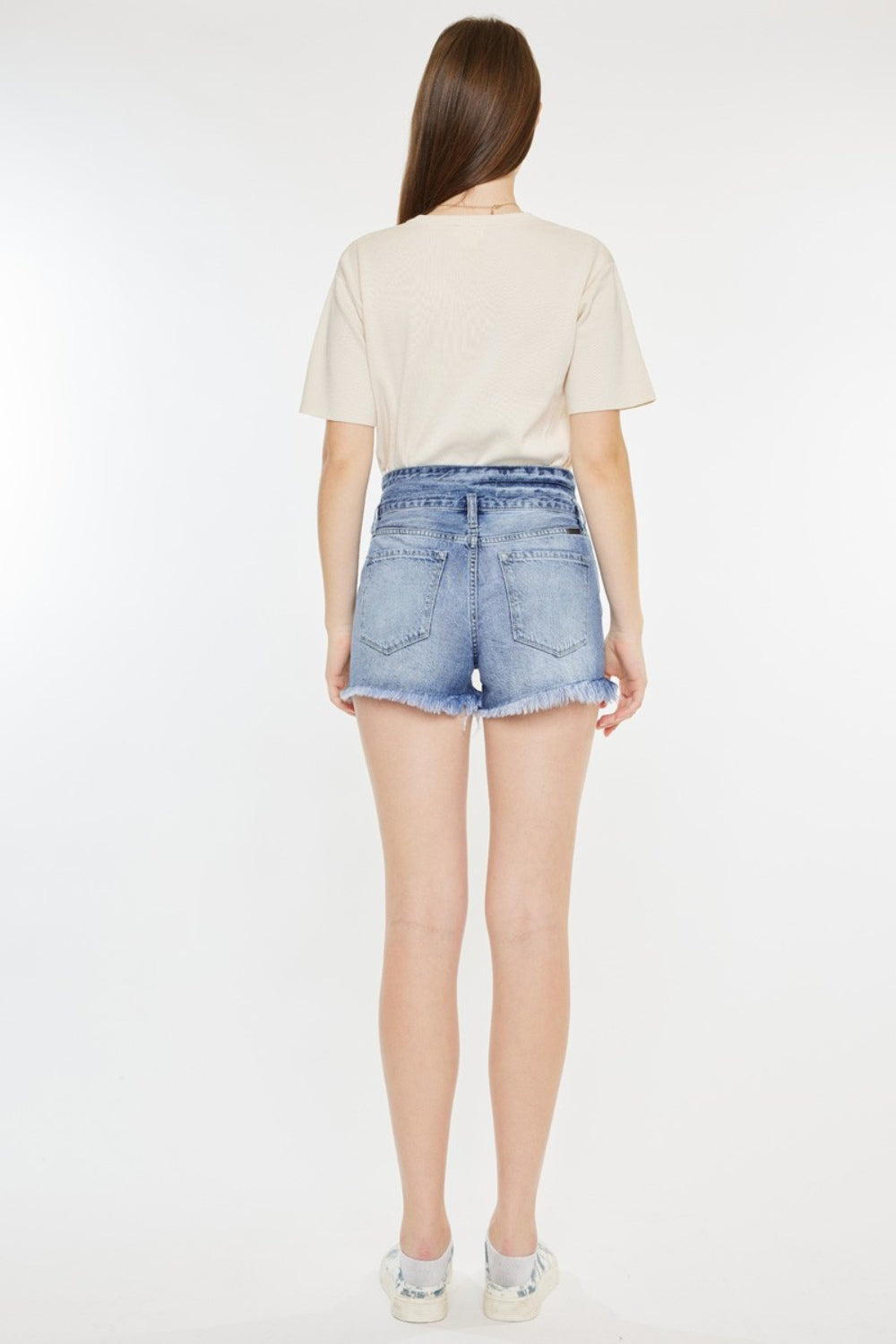 Women's Kancan High Rise Frayed Hem Denim Shorts