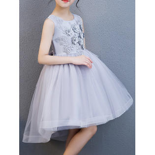 Kids Girls Sleeveless Round Neck Beautiful Solid Colored Dress - C7969JPKGD