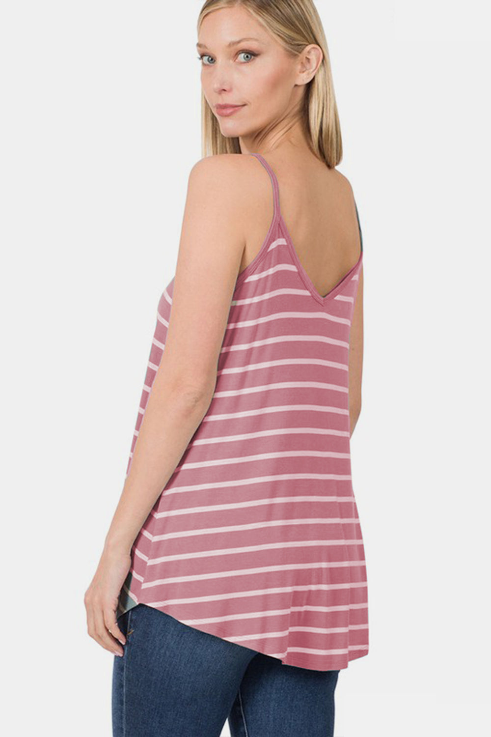 Women's Zenana Striped Curved Hem Cami