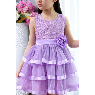 Kids Girls Multi Layers Fashion Solid Color Summer Dress - KGD75482