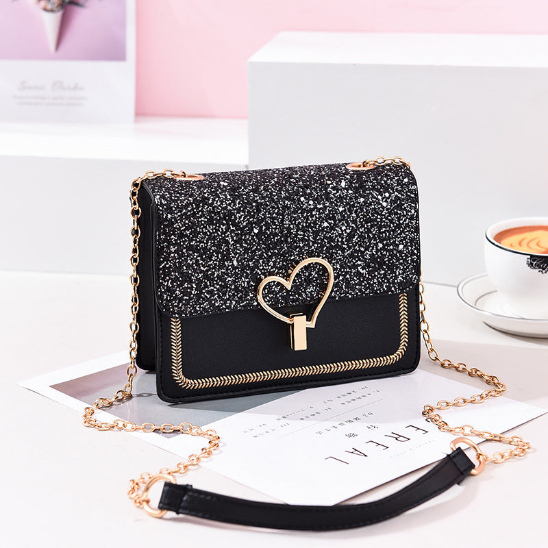 New sequined women's bag style small fresh chain bag sweet handheld small square bag