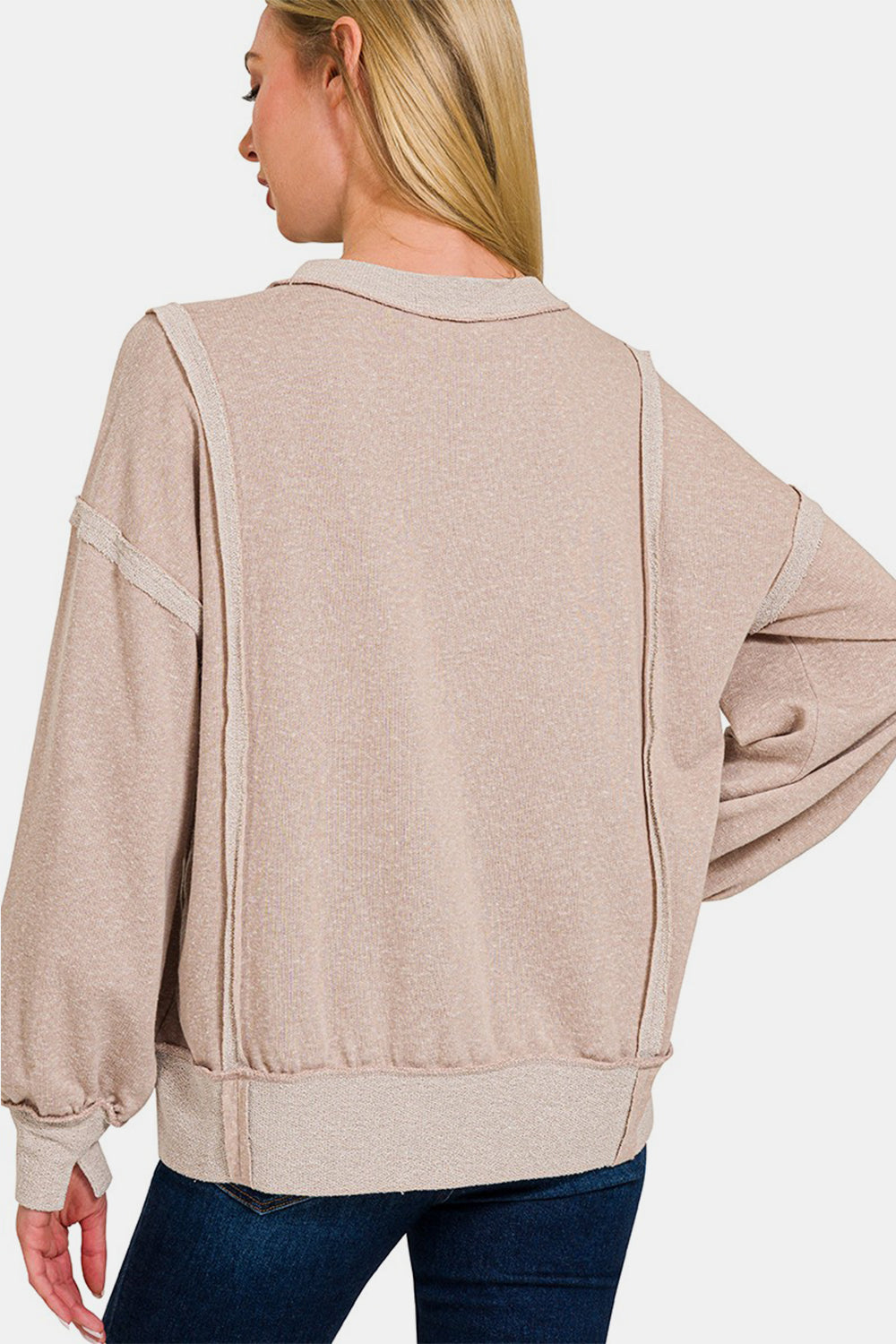 Women's Zenana Washed Exposed-Seam Sweatshirt