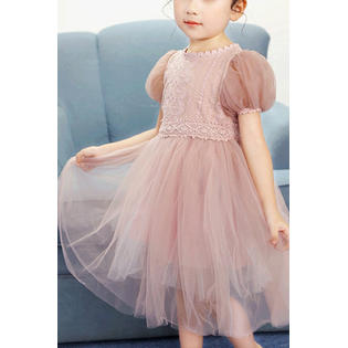 Kids Girls Solid Colore Fluffy Fashionable Princess Dress - KGD75654