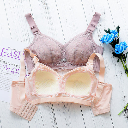 Big bust, small bra, thin underwear, women's wire-free bra, full cup, ultra-thin, large size, push-up, auxiliary breast support