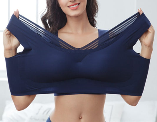 Beautiful Back Seamless Underwear Women's Wireless Sports Push-Up Vest Large Size Fat MM Thin Shockproof Sleeping Push-up Bra