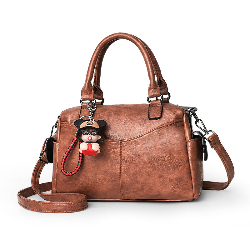 New European and American Fashion Cute Doll Handbag Solid Color Retro Practical Pillow Bag