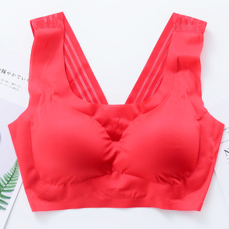 Beautiful Back Seamless Underwear Women's Wireless Sports Push-Up Vest Large Size Fat MM Thin Shockproof Sleeping Push-up Bra