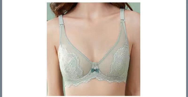 New summer style big chest show small rabbit ear bra memory soft steel ring crystal cup gather anti-sagging ultra-thin cup bra