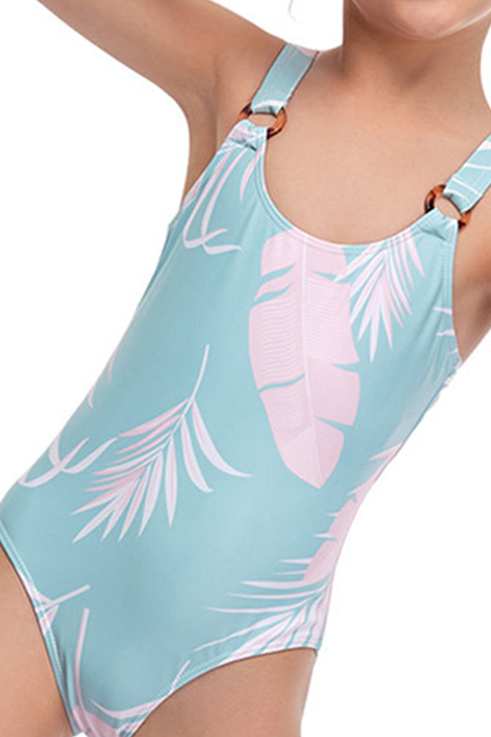 Kids Girls Strap Neck Printed Summer One Piece Swimwear-KGSW96971