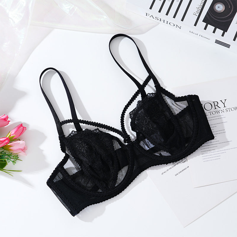 Women's French underwear thin small chest gathered sexy lace bra rabbit ears adjustable bra anti-sagging batch