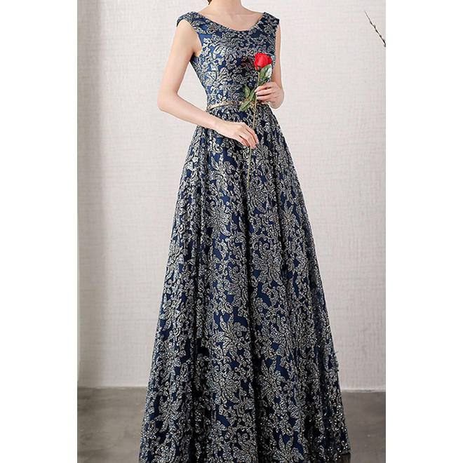 Women Scoop Neck Sleeveless Evening Dress - C1509