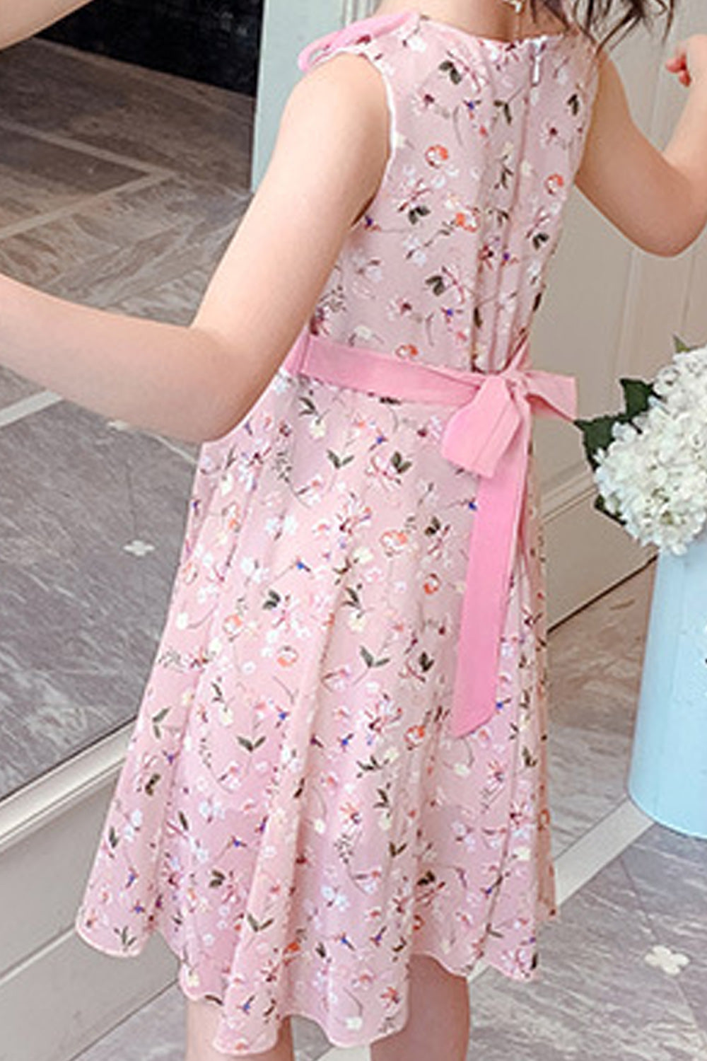 Kids Girls Sleeveless MAgnificent Printed Pattern Zipper Closure Summer Cute Dress - KGD75968