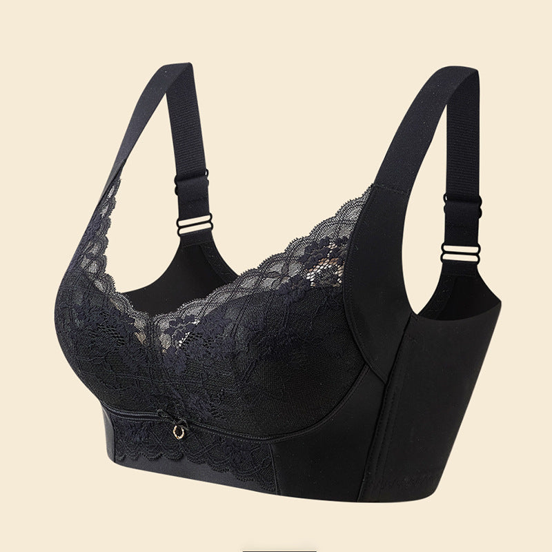 Underwear for women with large breasts and small breasts without wire rings for women to hold up the secondary breasts and prevent sagging, push-up adjustable lace bra