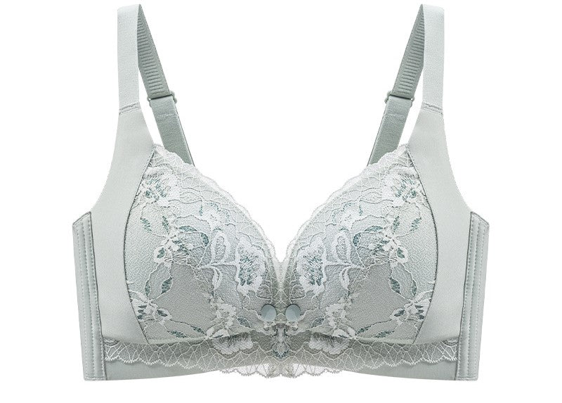 Lace nursing bra with front buckle, push-up, no rims, maternity bra, pregnancy and lactation period, breast-retracting bra, thin style