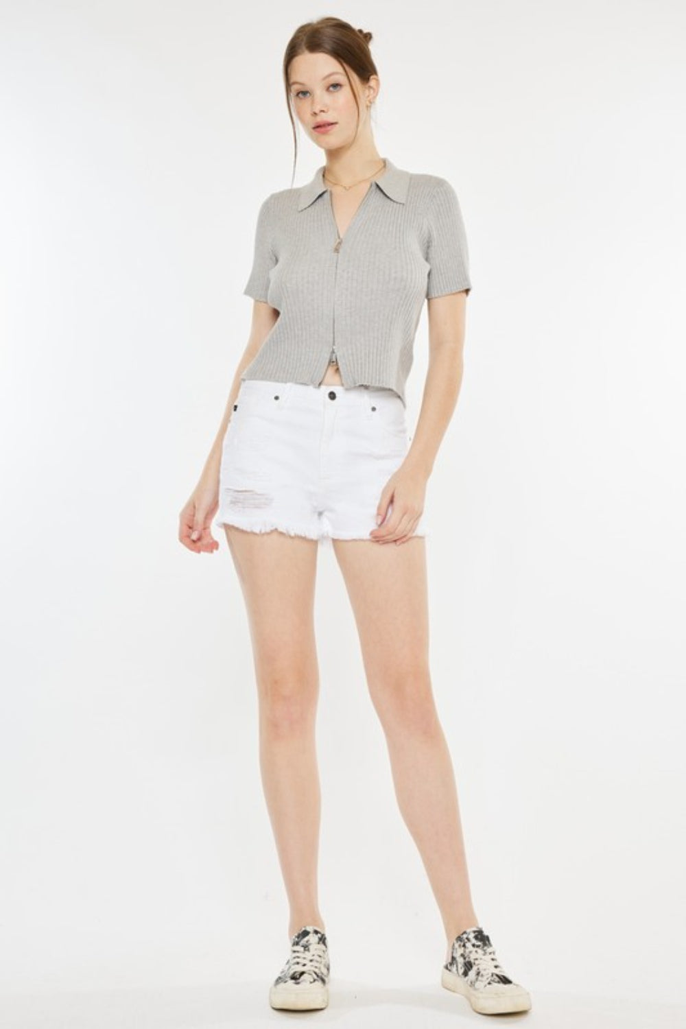 Women's Kancan Raw Hem Distressed Denim Shorts