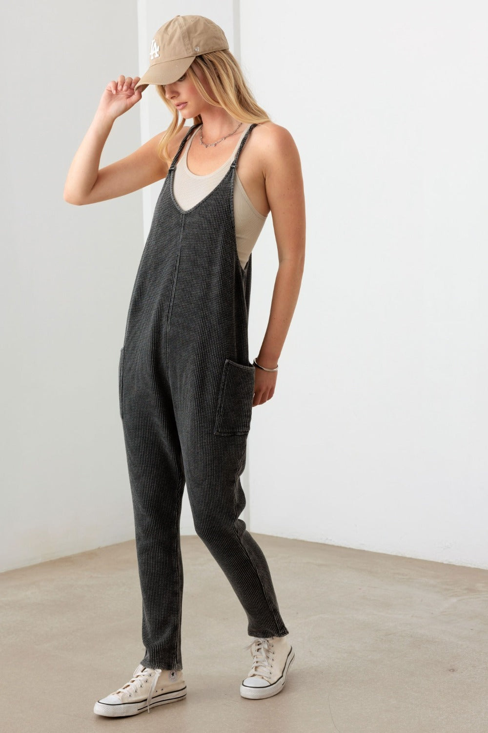 Women's Le Lis Waffle Knit Side Pocket Jumpsuit