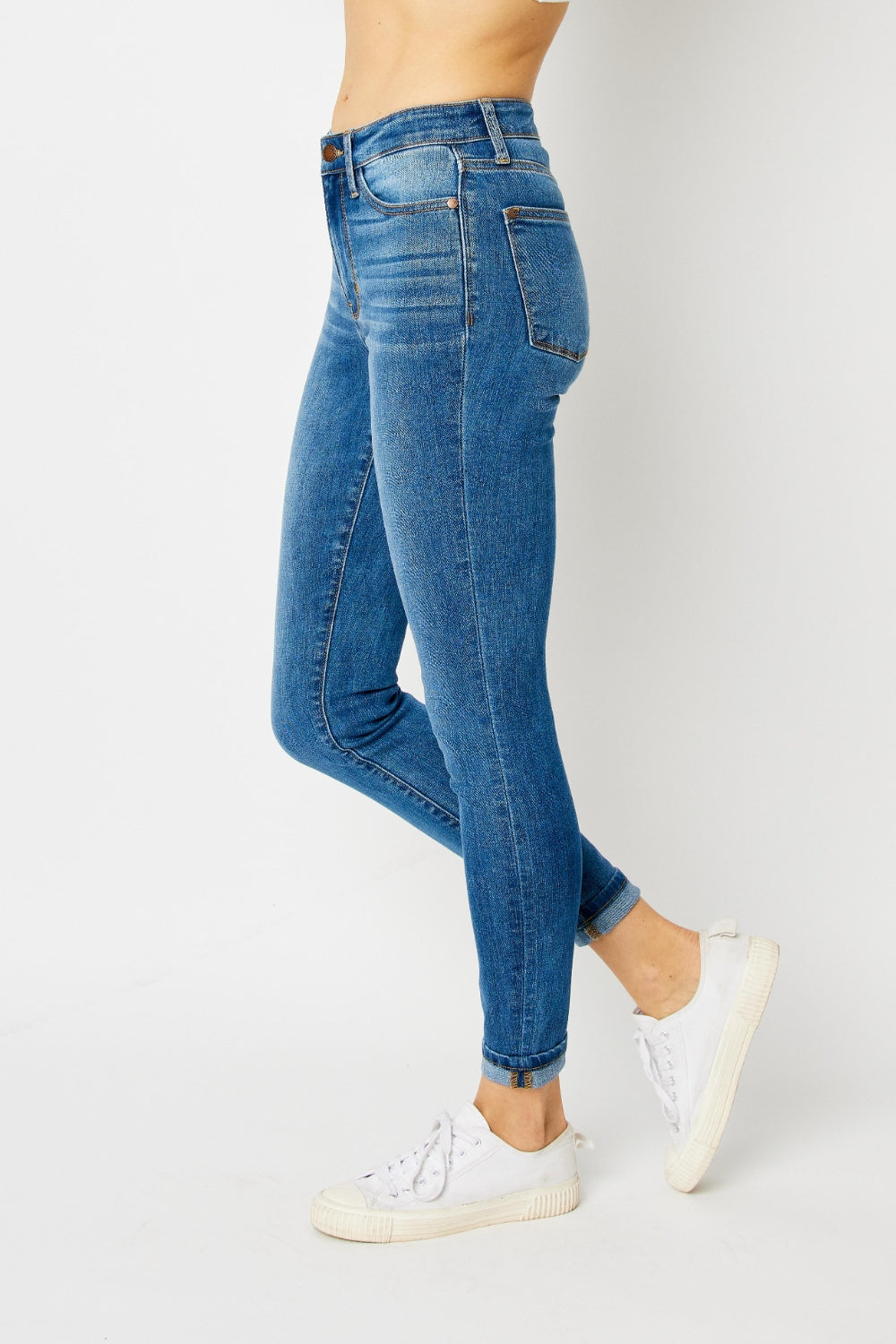 Women's Judy Blue Full Size Cuffed Hem Low Waist Skinny Jeans