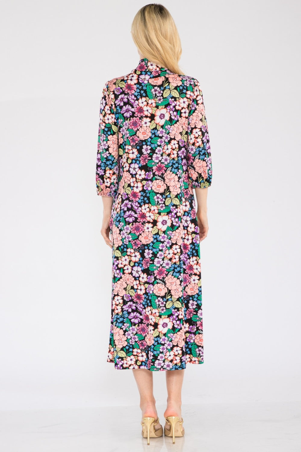 Women's Celeste Full Size Floral Midi Dress with Bow Tied