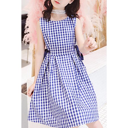 Kids Girls Ruffled Shoulder Round Neck Summer Cute Dress - C10878