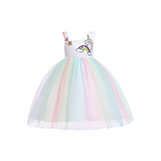 Kids Girls Sleeveless Ball Gown Birthday Party Dress - C6123ZWKGD