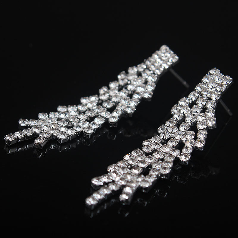 Rhinestone necklace earrings set dress wedding banquet female accessories