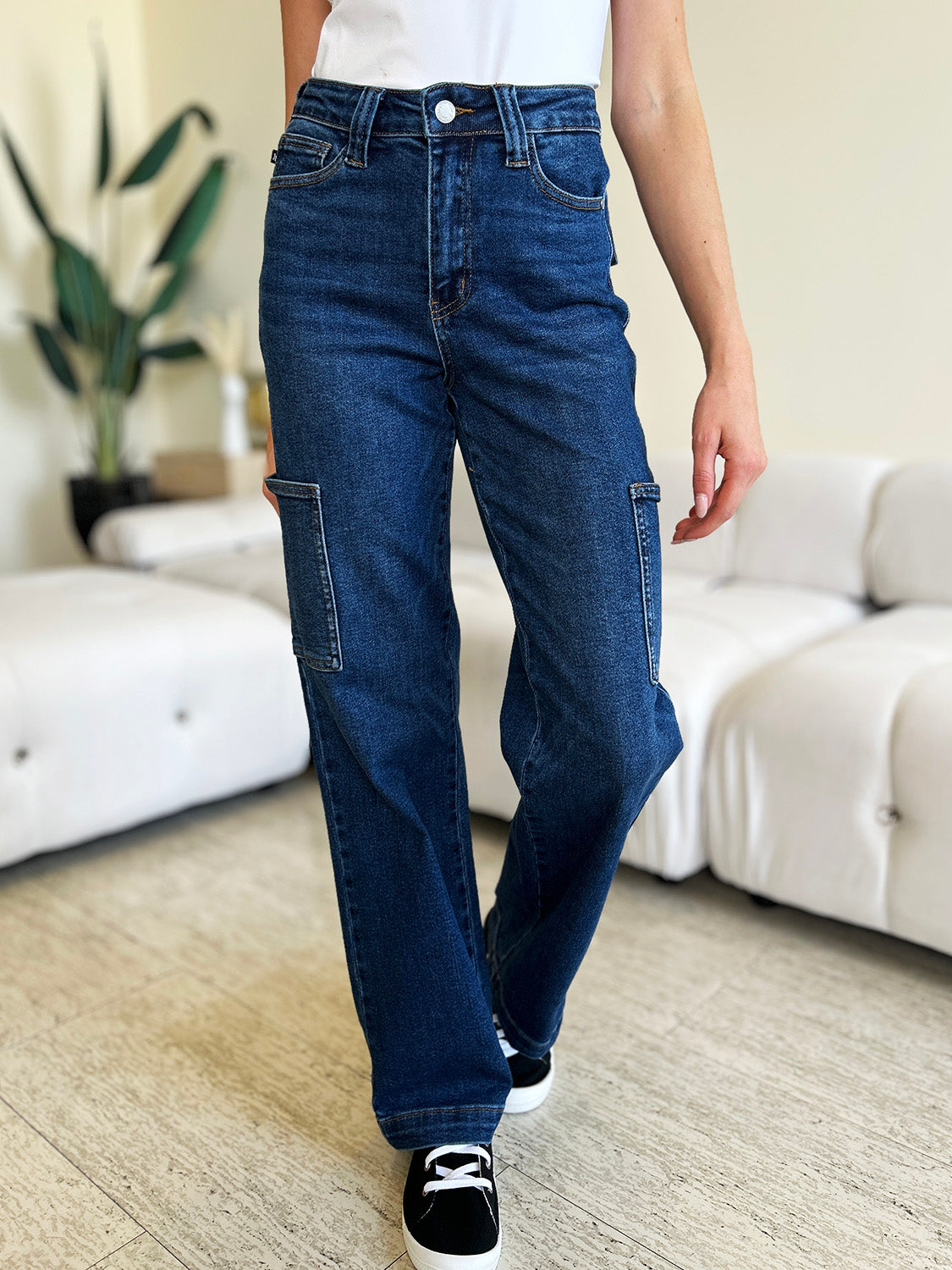 Women's Judy Blue Full Size High Waist Straight Cargo Jeans