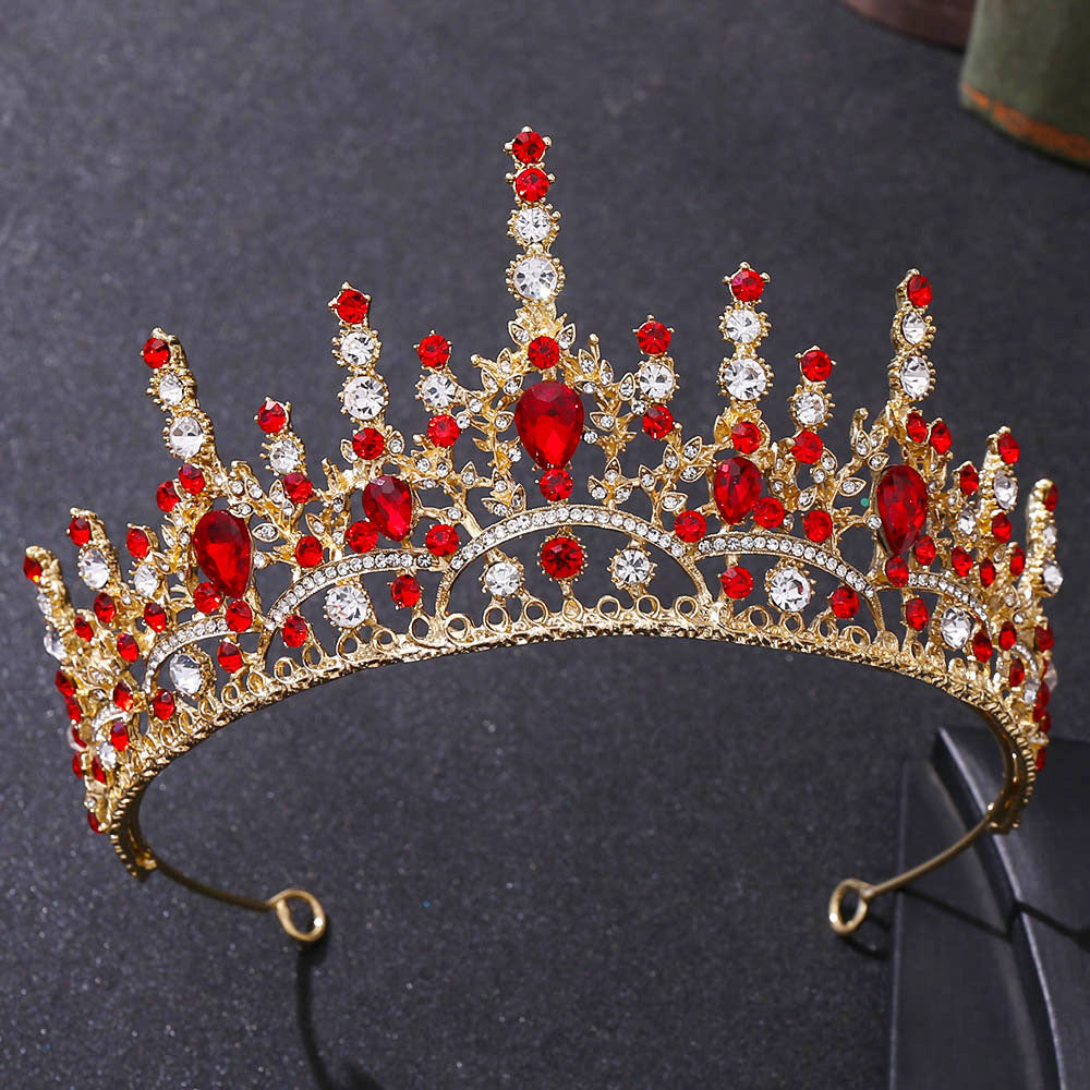 American foreign trade red rhinestone crown Amazon best-selling baroque wedding hair accessories bridal tiara crown