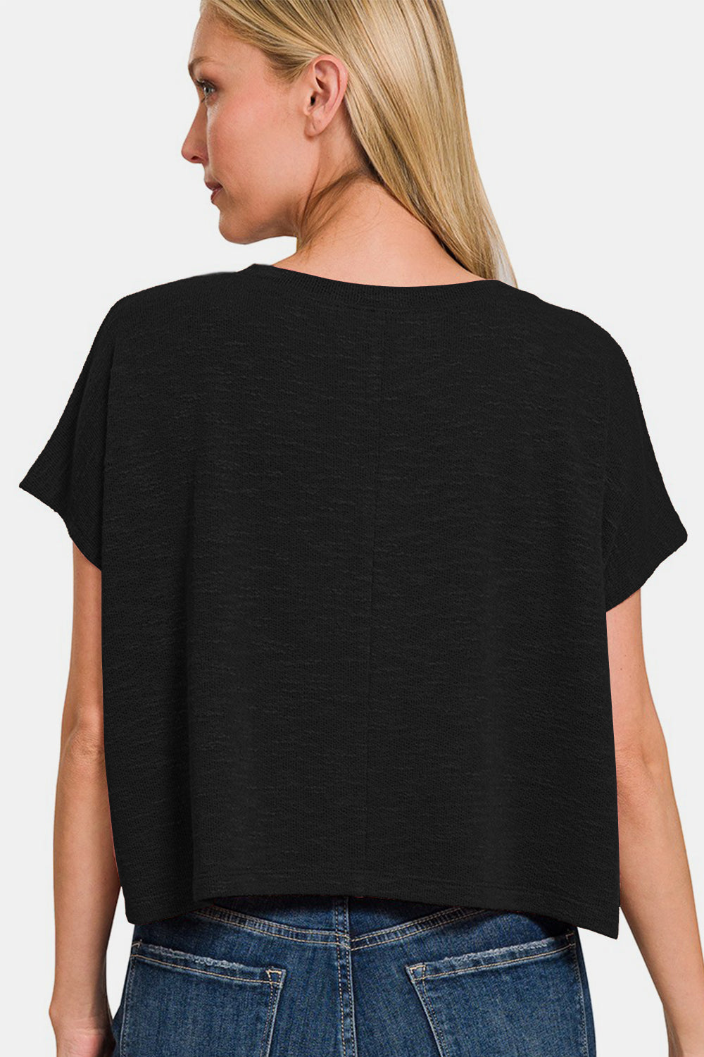 Women's Zenana V-Neck Short Sleeve Crop T-Shirt