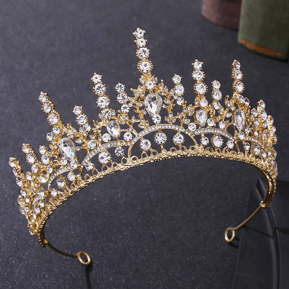 American foreign trade red rhinestone crown Amazon best-selling baroque wedding hair accessories bridal tiara crown