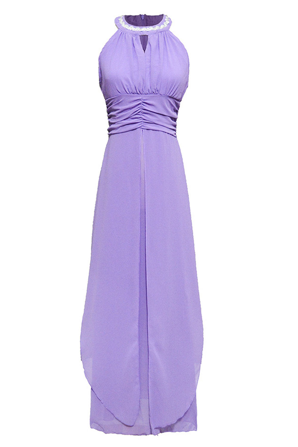 Women Halter Hanging Neck Pleated Bust Long Dress - C2393TCD