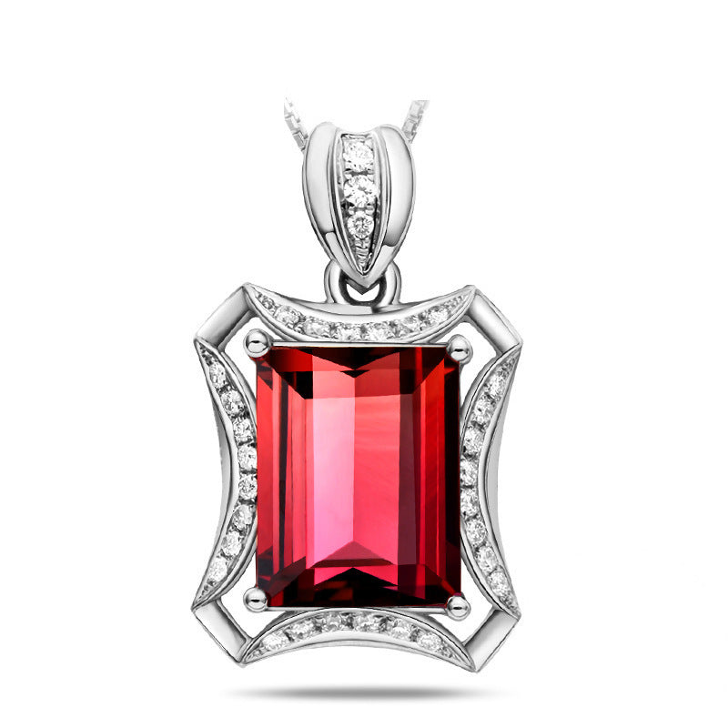 Jewelry 5 carat synthetic pigeon blood tourmaline pendant rose gold plated with colored gemstones pendant