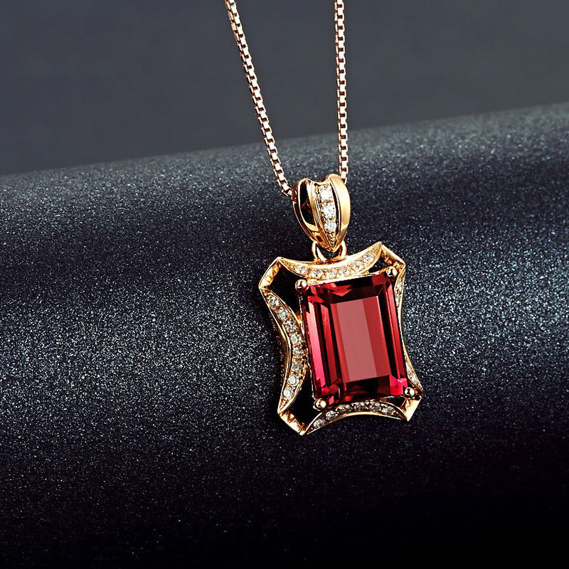 Jewelry 5 carat synthetic pigeon blood tourmaline pendant rose gold plated with colored gemstones pendant