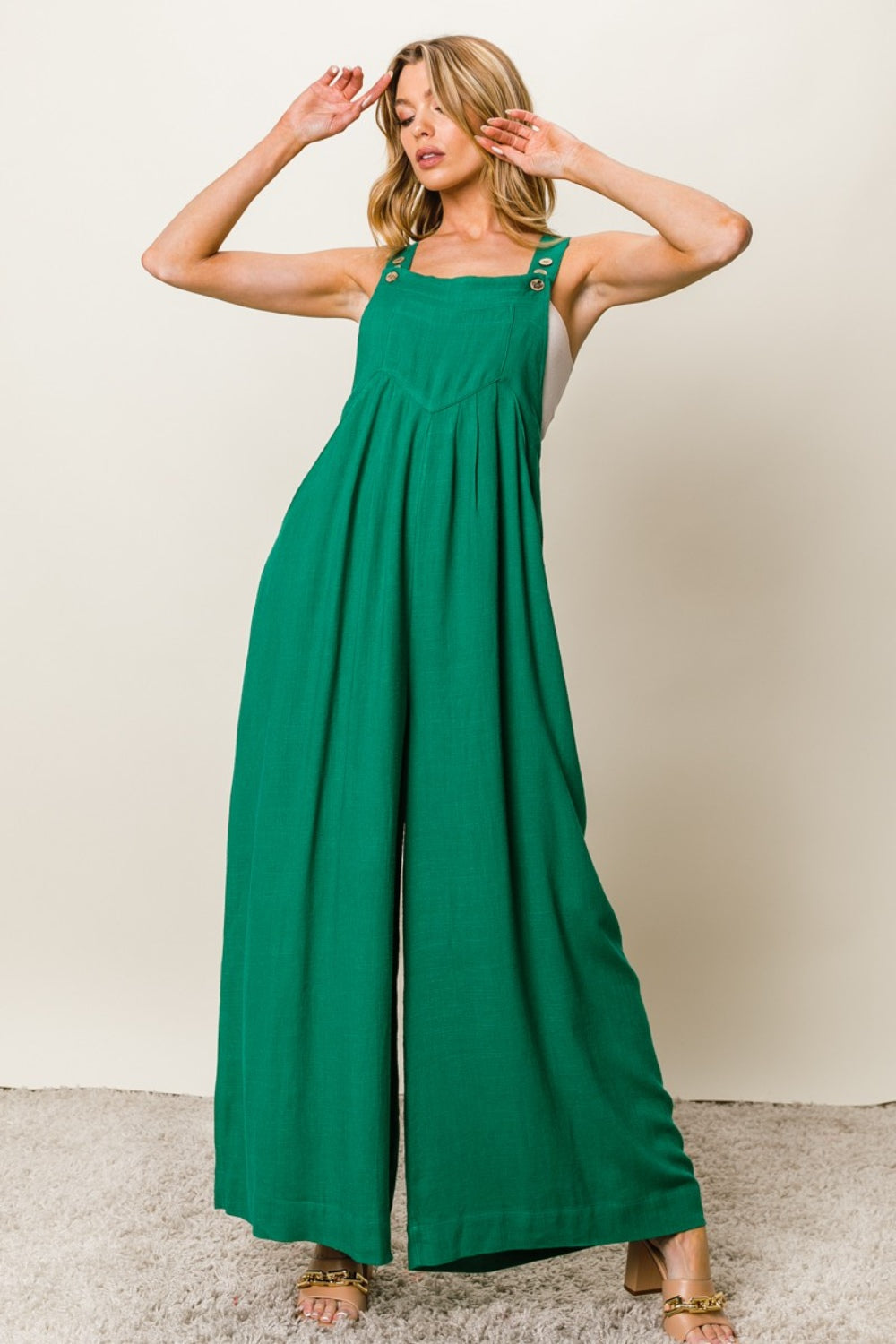 Women's BiBi Texture Sleeveless Wide Leg Jumpsuit