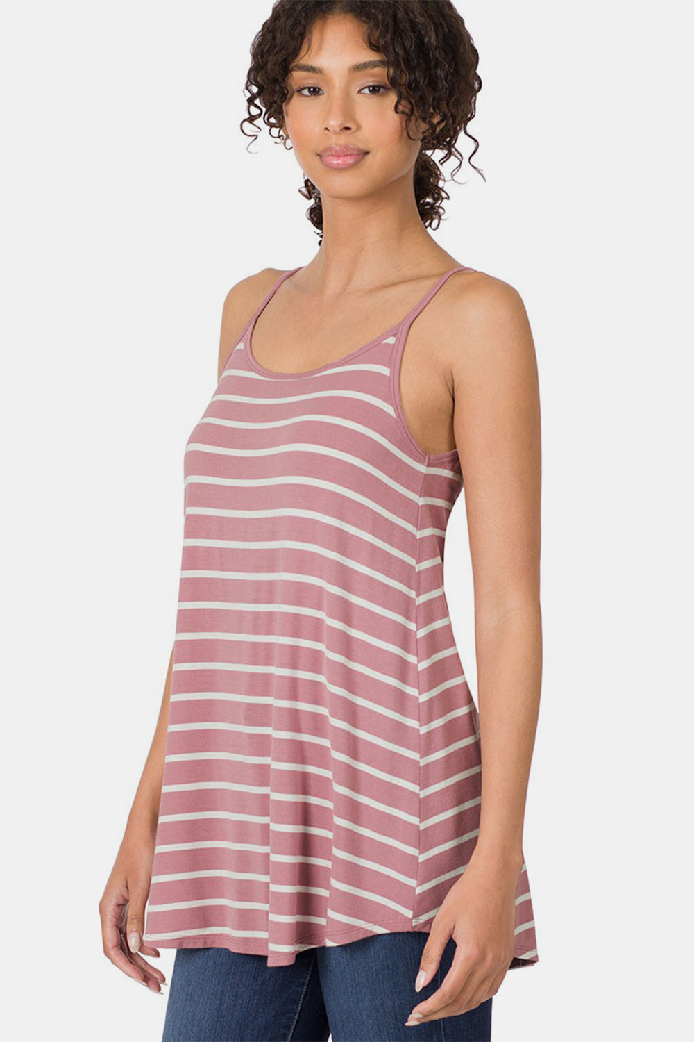 Women's Zenana Striped Curved Hem Cami