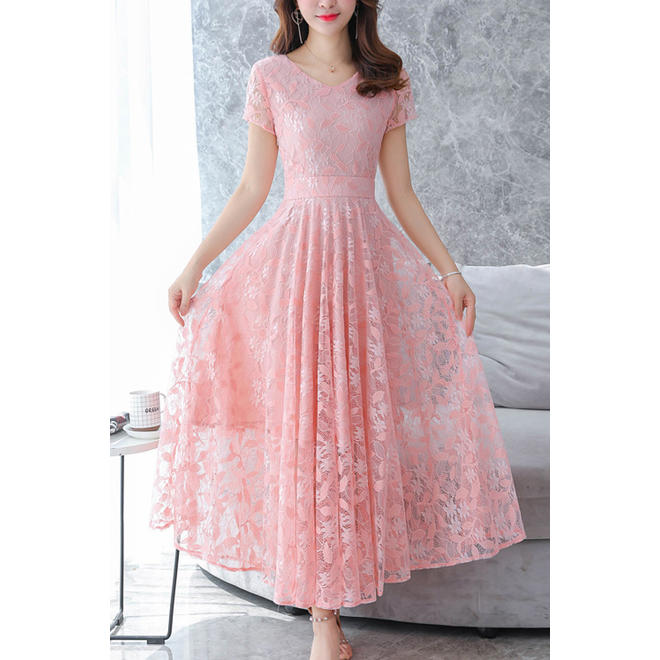 Ketty More Women Short Sleeve Decorated Lace Party Dress-KMWDC420