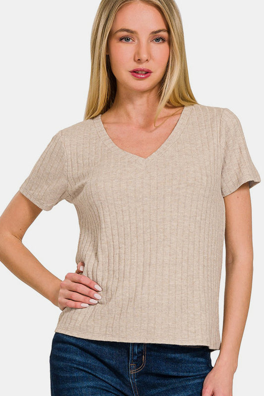 Women's Zenana Ribbed Short Sleeve T-Shirt