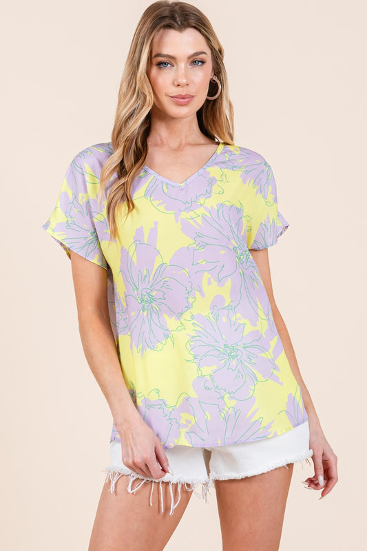 Women's BOMBOM Floral Short Sleeve T-Shirt