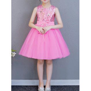 Kids Girls Modern Sleeveless Easy Round Neck Fantastic Pleated Skirt Wonderful Dress - C3987ZWKGD