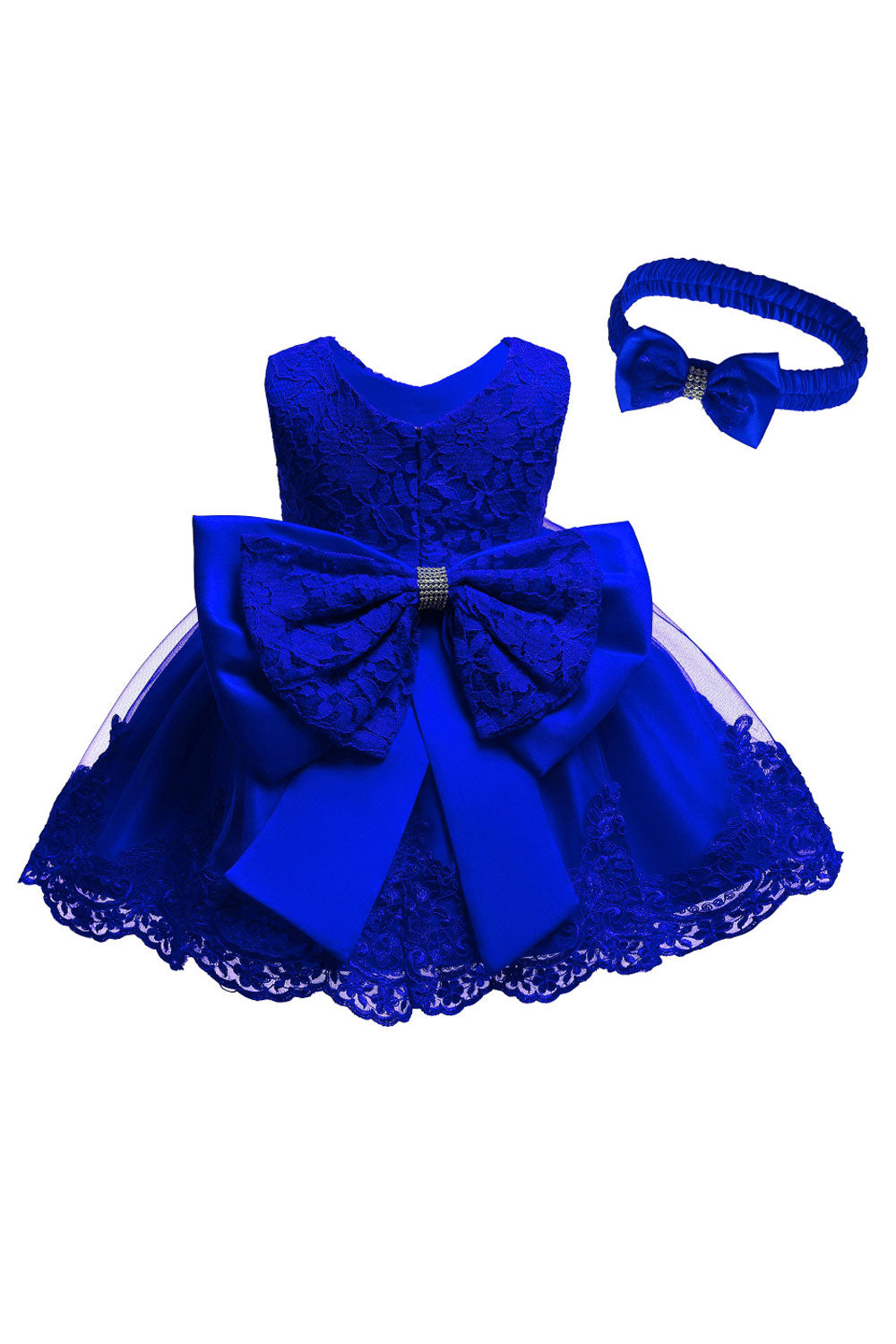 Toddler Baby Girls Big Front Bow Lace Dress - IBGDC41001