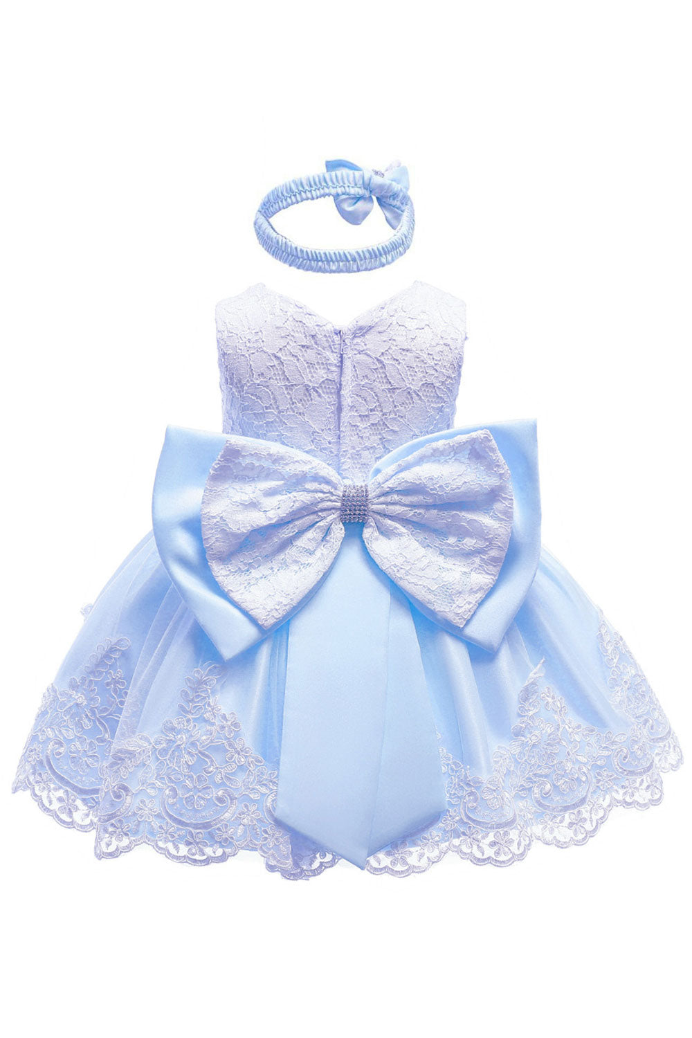 Toddler Baby Girls Big Front Bow Lace Dress - IBGDC41001