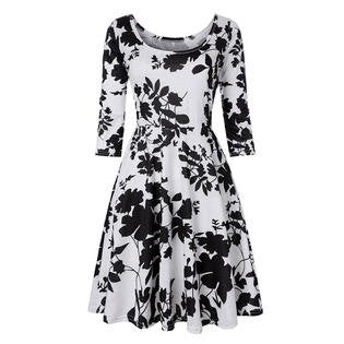 Ketty More  Women Round Neck Floral Pattern Swing Dress-KMWDC909